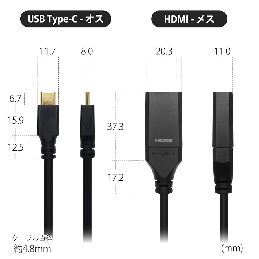 Amazon.co.jp: ホーリック USB Type C→HDMI変換アダプタ 10cm